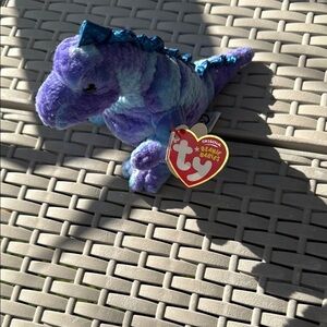 Ty Beanie Babies Blue and Purple Dinosaur Plush